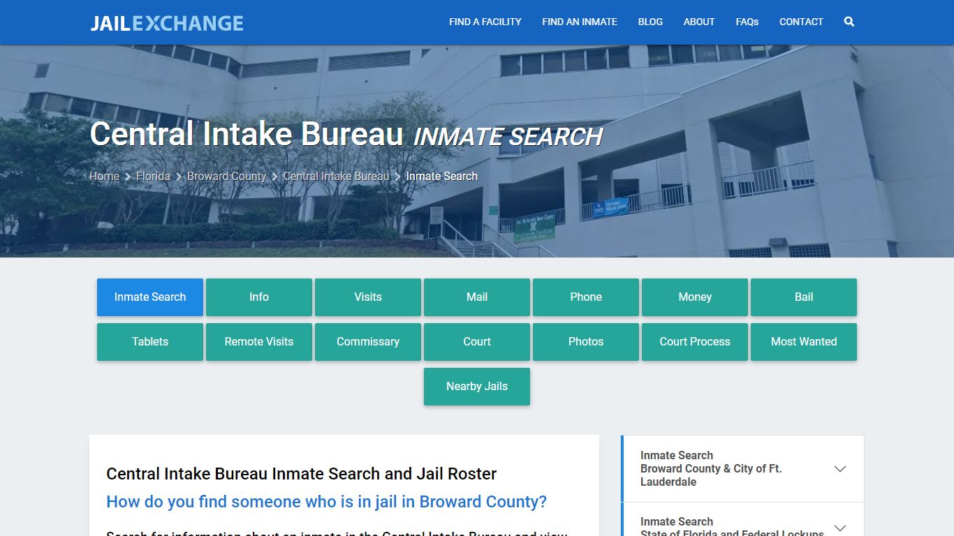 Central Intake Bureau Inmate Search - Jail Exchange